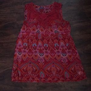 Beautiful red floral print tunic